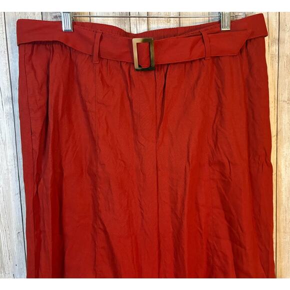 J. Jill Linen Stretch Rust Crop Pants with Belt - Large - Picture 2 of 5